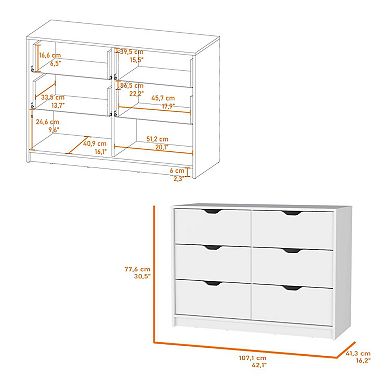 Dillon 4 Drawers Dresser, Chest of Drawers with 2 Cabinets