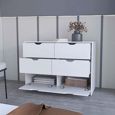 Dillon 4 Drawers Dresser, Chest of Drawers with 2 Cabinets