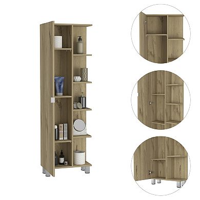 Los Angeles Linen Cabinet, Five Shelves, One Cabinet, Divisions