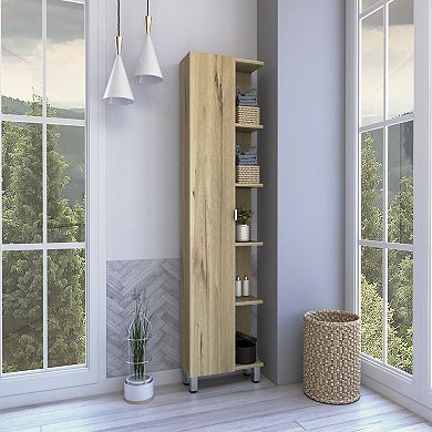 Los Angeles Linen Cabinet, Five Shelves, One Cabinet, Divisions