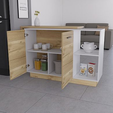Aspen Kitchen Island, Two Concealed Shelves , Three Divisions