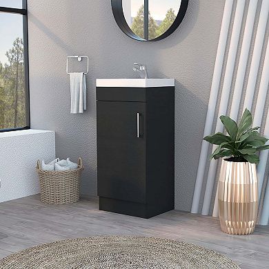 Toledo Bathroom Vanity, Metal Handle, Sink, Single Door Cabinet