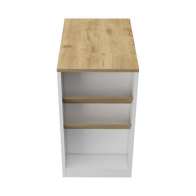 Cecil Kitchen Island, 3-Tier Shelf, Manufactured wood Top