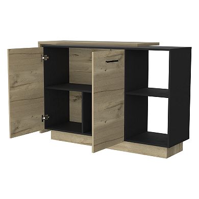 Aspen Kitchen Island, Two Concealed Shelves , Three Divisions