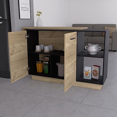 Aspen Kitchen Island, Two Concealed Shelves , Three Divisions