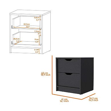 Dillon 2 Drawers Nightstand, Bedside Table with Storage