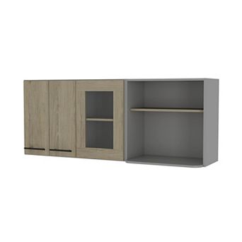 Everly Wall Cabinet, Glass Cabinet, Double Door, Rack