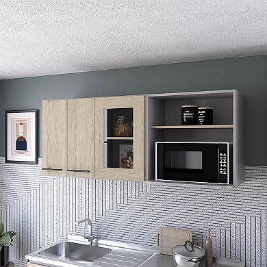 Everly Wall Cabinet, Glass Cabinet, Double Door, Rack