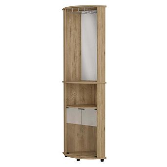 Oregon Corner Bar Cabinet, 3 tier Shelf with Glass Rack