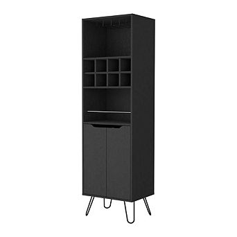 Sheffield H Bar Cabinet, Eight Bottle Cubbies, Two Glass Shelves