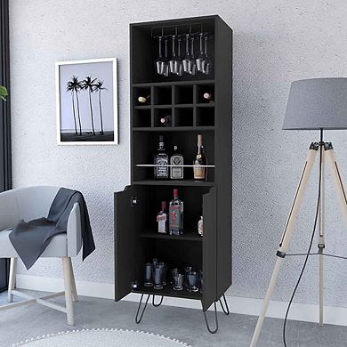 Sheffield H Bar Cabinet, Eight Bottle Cubbies, Two Glass Shelves