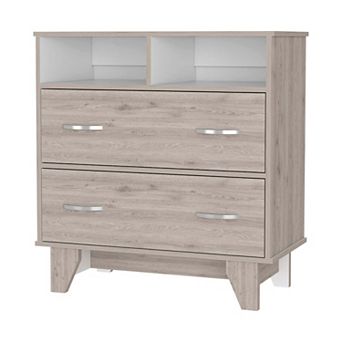 Portobelo Two Drawer Dresser, Two Shelves, Superior Top, Four Legs