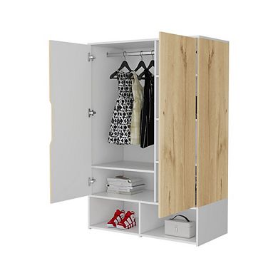 Rose Double Door Armoire, Hanging Rod, Seven Shelves