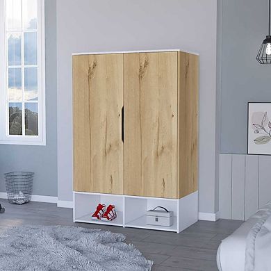 Rose Double Door Armoire, Hanging Rod, Seven Shelves