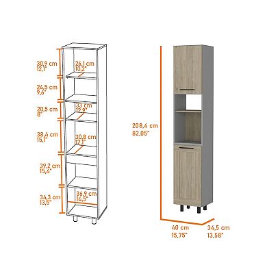 Everly Kitchen Pantry, Six Shelves, Double Door