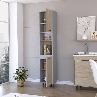 Everly Kitchen Pantry, Six Shelves, Double Door
