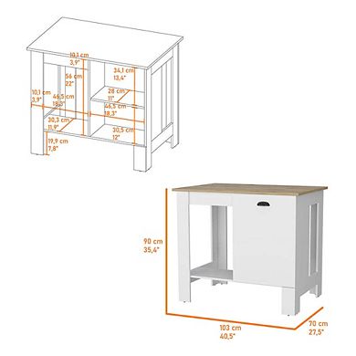 Lander Kitchen Island with Single Door and Lower Open Shelf