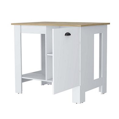 Lander Kitchen Island with Single Door and Lower Open Shelf