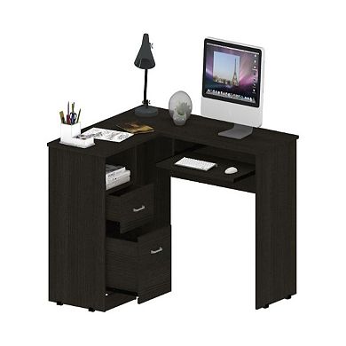 Raleigh L-Shaped Desk, Two Drawers, One Shelf, CPU Storage