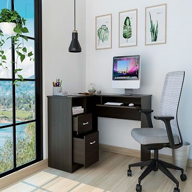 Raleigh L-shaped Desk, Two Drawers, One Shelf, Cpu Storage