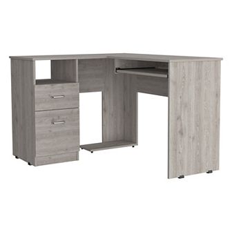 Raleigh L-shaped Desk, Two Drawers, One Shelf, Cpu Storage