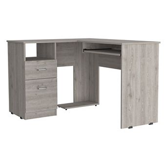 Raleigh L-shaped Desk, Two Drawers, One Shelf, Cpu Storage