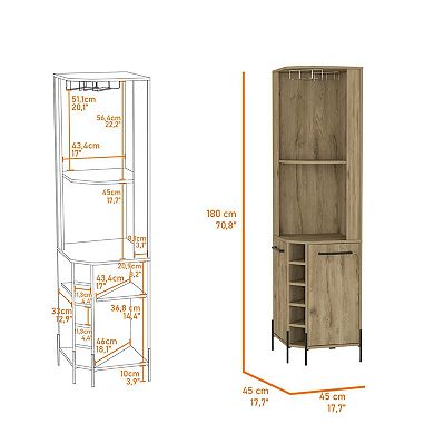 Reese Corner Bar Cabinet, Two Shelves, Double Door Cabinet, Five Built ...