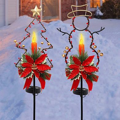 Maggift 32 Inches Solar Christmas Decorations Outdoor Led Solar Powered Candle Xmas Pathway Lights