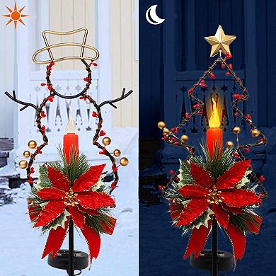 Maggift 32 Inches Solar Christmas Decorations Outdoor Led Solar Powered Candle Xmas Pathway Lights