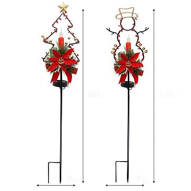 Maggift 32 Inches Solar Christmas Decorations Outdoor Led Solar Powered Candle Xmas Pathway Lights