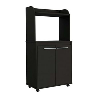 Rockford Kitchen Cart, Open Shelf, Double Door Cabinet, Two Interior Shelves