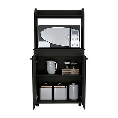Rockford Kitchen Cart, Open Shelf, Double Door Cabinet, Two Interior Shelves