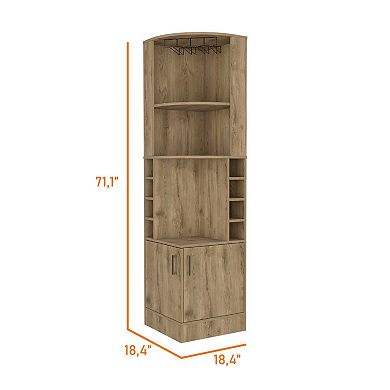 Seattle Bar Cabinet, Eight Bottle Cubbies, Two Large Open Shelves