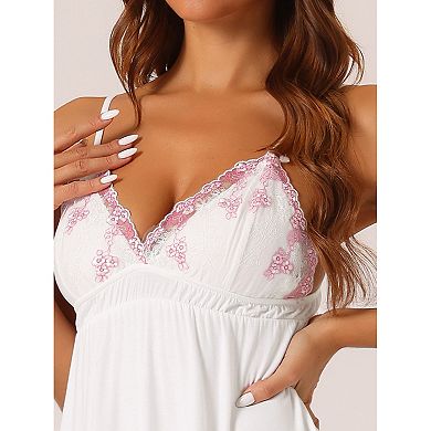 Women's Lingerie Lace Chemise Mini V Neck Strap Full Slips Nightgown