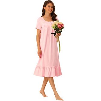 Women's Victorian Princess Lace Short Sleeve Cotton Sleepwear