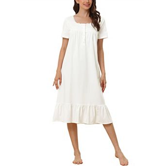 Women's Victorian Princess Lace Short Sleeve Cotton Sleepwear
