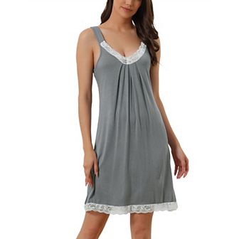 Women's Nightgown Soft Pleated Sleep Dress Full Slip Lace Lingerie Babydoll Sleepwear