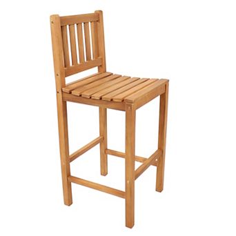 Sunnydaze Teak Wood Outdoor Bar-height Chair - 43" H