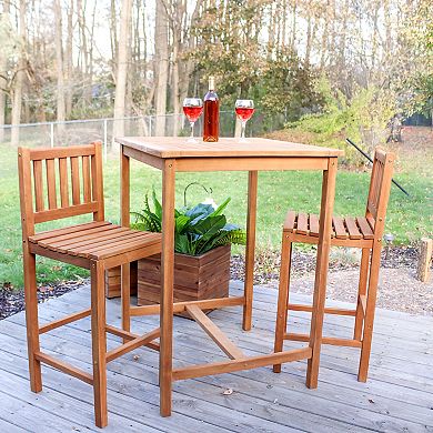 Sunnydaze Teak Wood Outdoor Bar-height Chair - 43" H