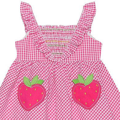 Petit Bebe Strawberry Blue Stripe Strap Sundress