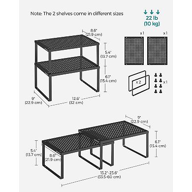 Adjustable Metal Kitchen Cabinet Shelf Organizer Set of 4 for Vertical Storage, Oatmeal Beige