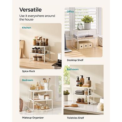 Adjustable Metal Kitchen Cabinet Shelf Organizer Set of 4 for Vertical Storage, Oatmeal Beige