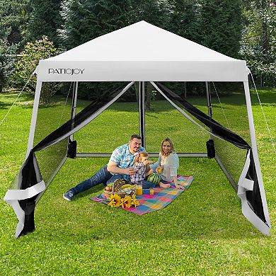 10 x 10 Feet Pop Up Canopy with with Mesh Sidewalls and Roller Bag
