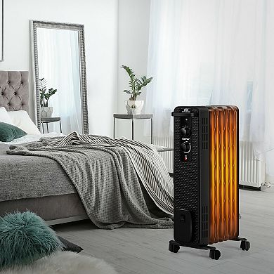 1500 W Oil-Filled Heater Portable Radiator Space Heater with Adjustable Thermostat