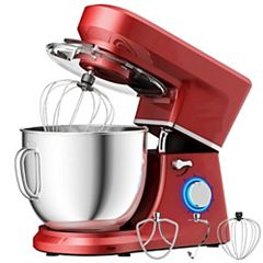  HOMCOM Stand Mixer with 6+1P Speed, 600W Tilt Head Kitchen  Electric Mixer with 6 Qt Stainless Steel Mixing Bowl, Beater, Dough Hook  and Splash Guard for Baking Bread, Cakes, and Cookies