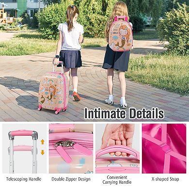 2 Pieces 12 Inch 18 Inch Kids Luggage Set with Backpack and Suitcase for Travel
