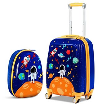 2 pc Kids Suitcase and Backpack Set, Rolling Carry On Luggage for Travel