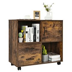 Wood File Cabinet, 2-Drawer Storage Cabinet for A4/Letter/Legal SizeBrown &  White
