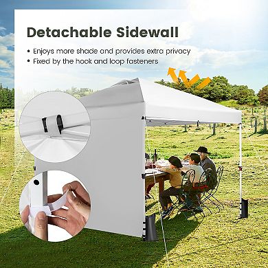 10 x 10 Feet Foldable Commercial Pop-up Canopy with Roller Bag and Banner Strip