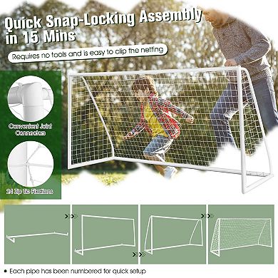 12 x 6 Feet Soccer Goal with Strong PVC Frame and High-Strength Netting